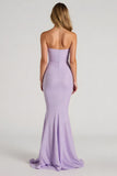 Lilac Strapless Mermaid Long Bridesmaid Dress