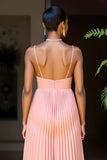 Sunset Pleated A Line Spaghetti Straps Bridesmaid Dress