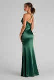 Dark Green Mermaid One Shoulder Maxi Bridesmaid Dress