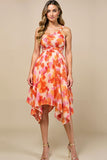 A Line Sunset Printed One Shoulder Summer Dress