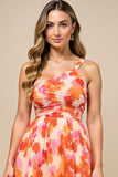 A Line Sunset Printed One Shoulder Summer Dress