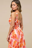 A Line Sunset Printed One Shoulder Summer Dress