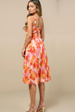 A Line V-Neck Printed Sunset Ruched Summer Dress