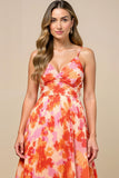 Sunset Printed A Line Spaghetti Straps Summer Dress
