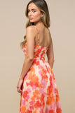 Sunset Printed A Line Spaghetti Straps Summer Dress