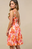 Printed Sunset A Line Spaghetti Straps Mini Summer Dress