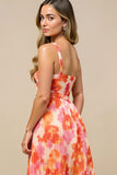 Printed Sunset A Line Spaghetti Straps Mini Summer Dress