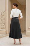 Black and White A-Line Bateau Neck Mother of the Bride Dress with Beading