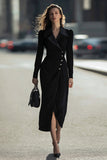 Black Pencil Single Breasted Long Sleeve Blazer Dress With Slit