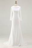 Ivory Mermaid Cowl Neck Modest Long Sleeve Wedding Dress