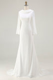Ivory Mermaid Cowl Neck Modest Long Sleeve Wedding Dress