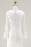 Ivory Mermaid Cowl Neck Modest Long Sleeve Wedding Dress