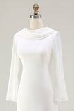 Ivory Mermaid Cowl Neck Modest Long Sleeve Wedding Dress