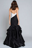 Black and White Mermaid Sweetheart Long Formal Dress