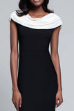Black Cowl Neck Sheath Long Formal Dress