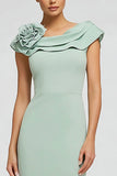 Mint Green Crepe Mermaid Boat Neck Long Formal Dress with Ruffles