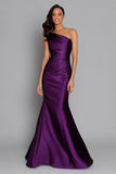 Purple Mermaid One Shoulder Long Formal Dress