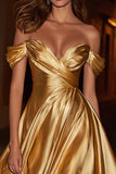 Simple Gold Off The Shoulder A Line Short Cocktail Dress