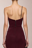 Burgundy Satin Mermaid Long Evening Dress With Slit