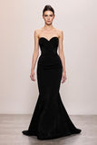 Black Velvet Mermaid Sweetheart Evening Dress
