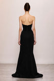 Black Velvet Mermaid Sweetheart Evening Dress
