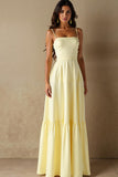 Daffodil Cotton Spaghetti Straps A Line Evening Dress