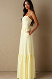 Daffodil Cotton Spaghetti Straps A Line Evening Dress