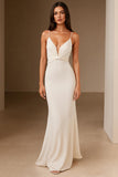 Mermaid Ivory Spaghetti Straps Evening Dress