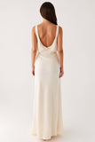 Sheath V-Neck Ivory Evening Dress With Slit