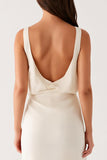 Sheath V-Neck Ivory Evening Dress With Slit