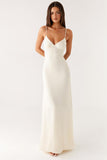 Elegant Sheath Ivory Spaghetti Straps Evening Dress