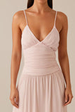 Pink Spaghetti Straps A-Line Chiffon Evening Dress