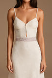 Ivory Spaghetti Straps A Line Formal Dress