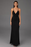 Sheath Spaghetti Straps Black Tie Dress
