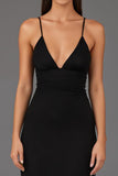 Sheath Spaghetti Straps Black Tie Dress