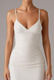 Elegant Mermaid Ivory Spaghetti Straps Evening Dress
