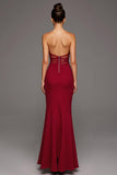 Strapless Red Cut Out Mermaid Formal Dress