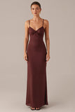 Plum Spaghetti Straps Sheath Formal Dress