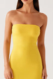 Strapless Yellow Chiffon Formal Dress