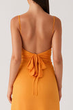 Yellow Spaghetti Straps Chiffon Formal Dress