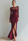 Cabernet Bateau Neck Mermaid Formal Dress