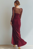 Cabernet Bateau Neck Mermaid Formal Dress