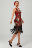 Sparkly Black Golden Fringed Gatsby 1920s Dress