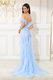 Off-the-Shoulder Light Mermaid Corset Long Evening Dress