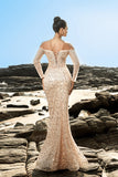 Champagne Mermaid Beaded Corset Evening Dress with Bare Shoulders