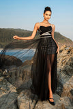 Black Spaghetti Strap Evening Dress