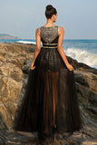 Black Spaghetti Strap Evening Dress