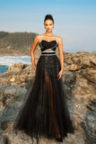 Black Spaghetti Strap Evening Dress