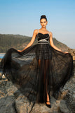 Black Spaghetti Strap Evening Dress