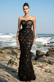 Black Strapless Mermaid Evening Dress